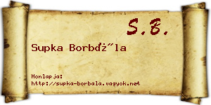 Supka Borbála névjegykártya