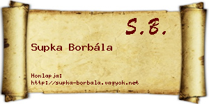 Supka Borbála névjegykártya